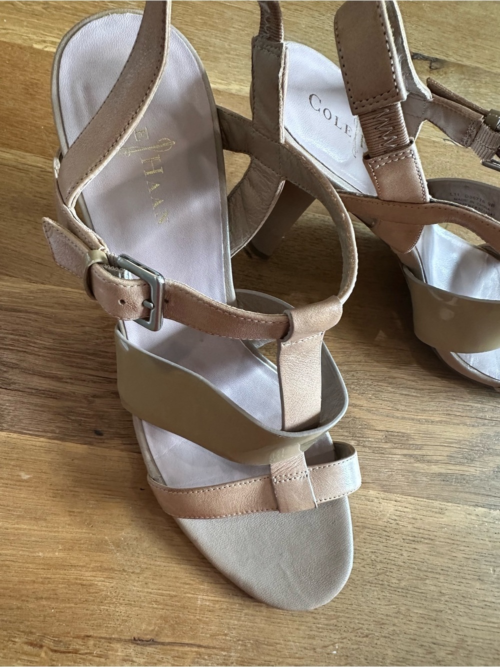 Cole Haan Nike Air - Neutral Tan Strappy Mid-Heel Sandals